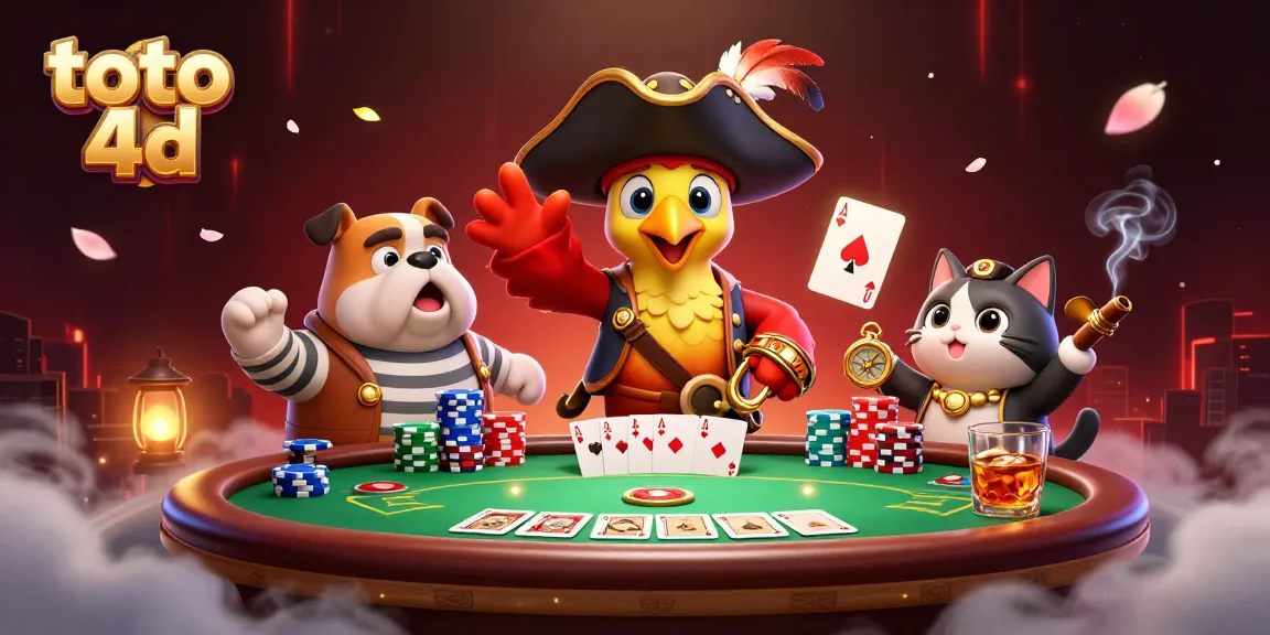 Feel the thrill of toto 4d as colorful poker chips and lively characters dominate a vibrant casino scene.