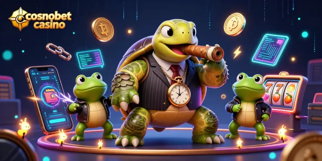 Check out this vibrant illustration of cosmobet casino with lively characters and exciting gaming elements.