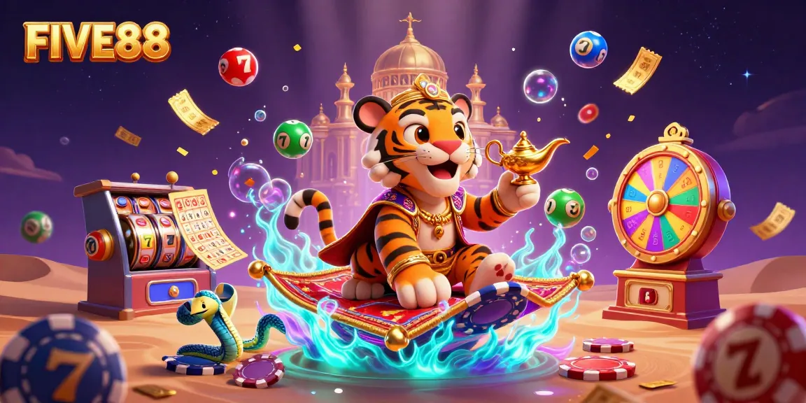 Experience the thrill of FIVE88 with dynamic 3D casino games in an enchanting Arabian Nights theme.