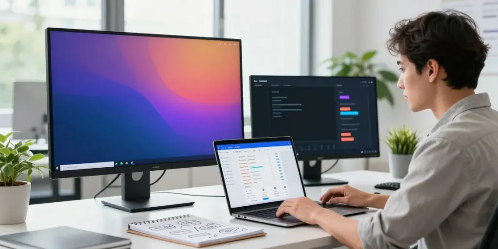 Content strategist analyzing metrics related to instant indexing in a modern office.