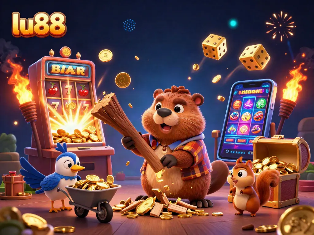 Experience thrilling jackpots with lu88 in a vibrant casino scene filled with gold coins and excitement.