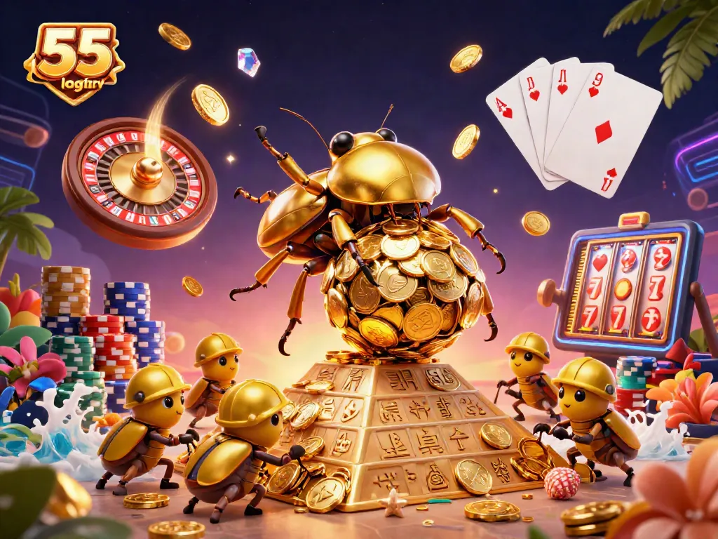 Join in on the fun and win rewards with 55 lottery login at this vibrant gaming illustration.
