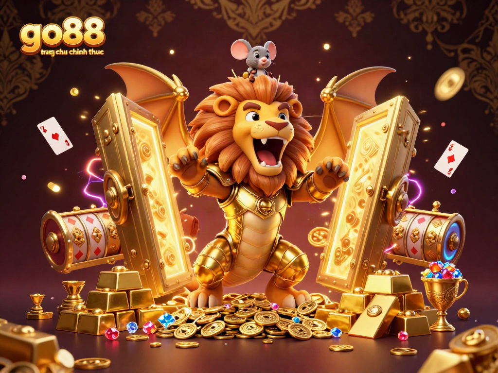 Experience thrilling gameplay at go88 trang chu chinh thuc with vibrant golden treasures and dynamic casino elements!