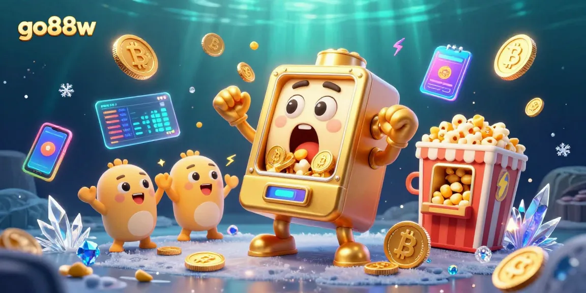 Spin and win big with go88w's vibrant slot machine illustration featuring captivating crypto elements.
