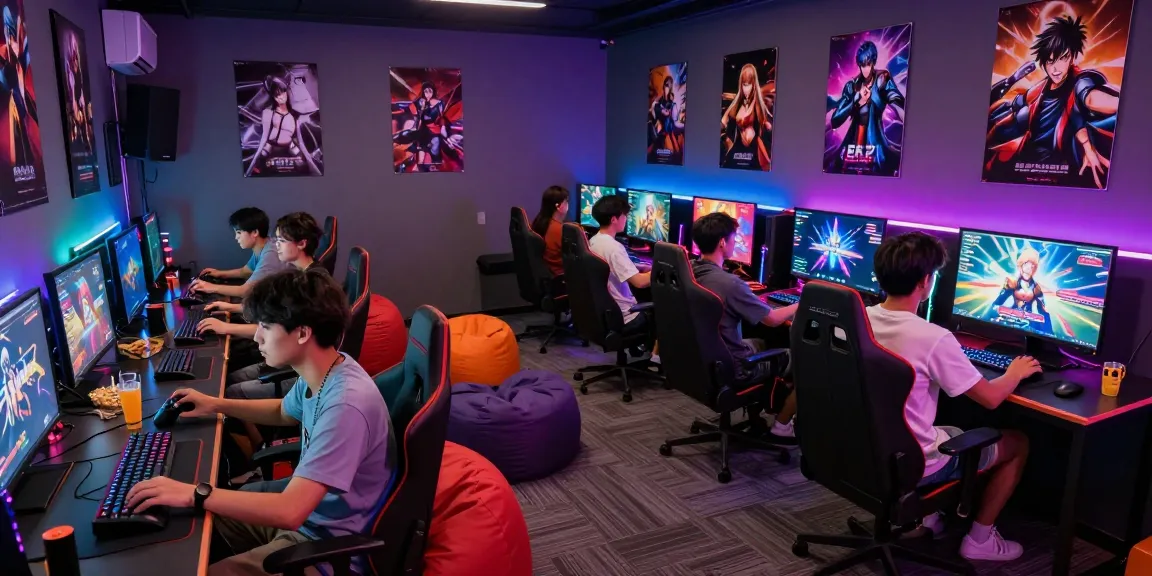 Friends enjoying ero games in a lively gaming lounge with vibrant atmosphere.