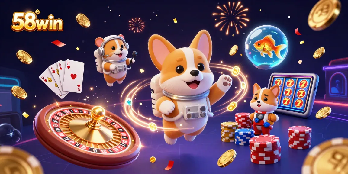 Experience immersive gaming with 58win's exciting casino atmosphere showcasing thrilling elements.