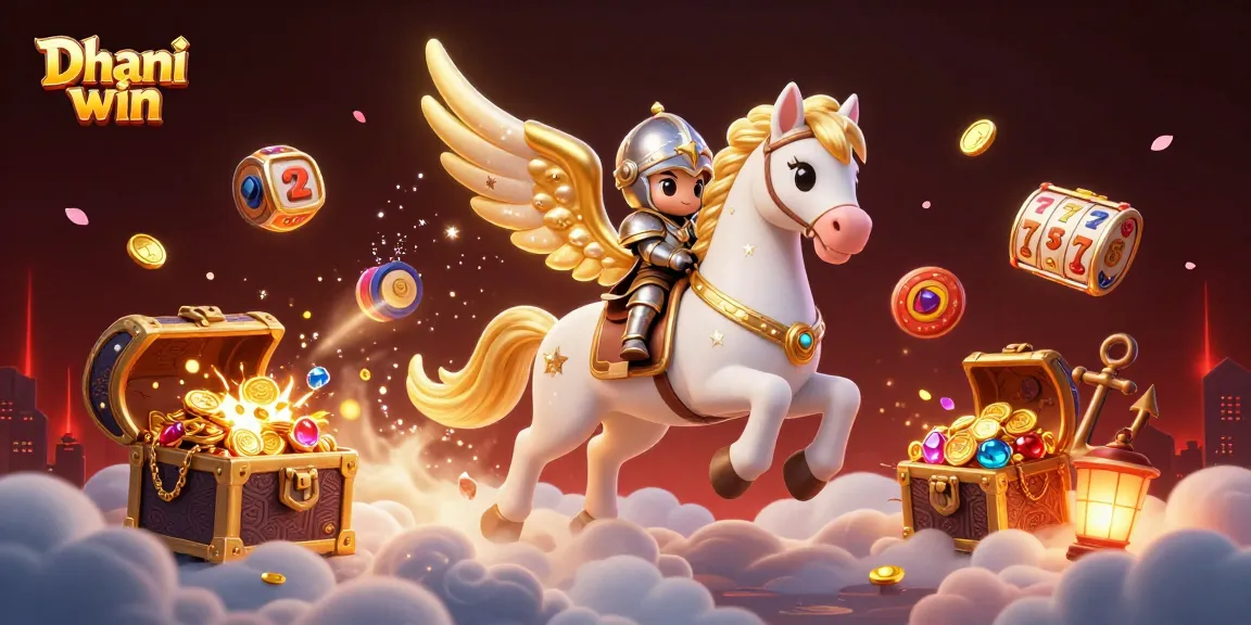 Dhani win platform showcases an exhilarating casino experience featuring a celestial horse in vibrant gameplay.