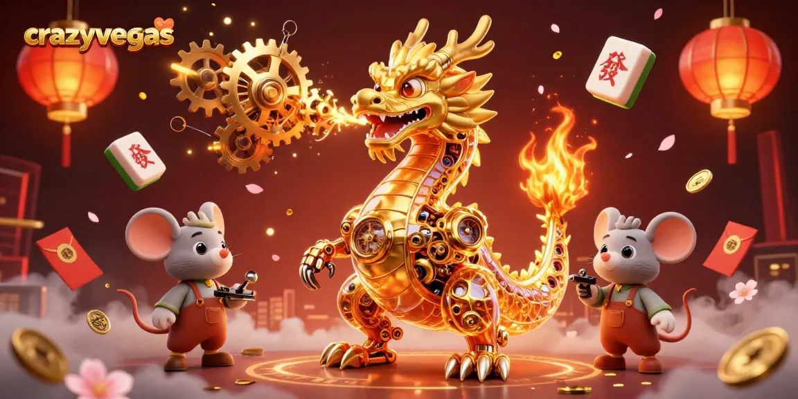 Experience the excitement of crazyvegas with a vibrant casino-themed illustration showcasing a golden dragon and gaming elements.