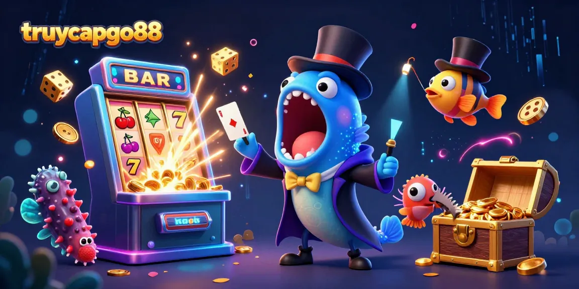 Engage with the thrilling world of truycapgo88 as a bioluminescent eel performs magic in an underwater casino.